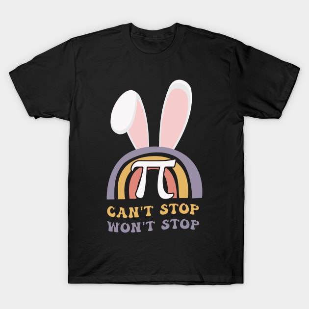 Funny Mathematics Can't Stop Pi Won't Stop Bunny Easter T-Shirt by WassilArt